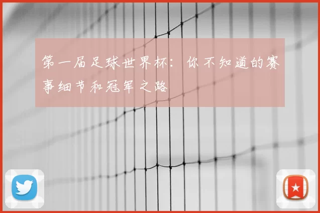 第一届足球世界杯：你不知道的赛事细节和冠军之路